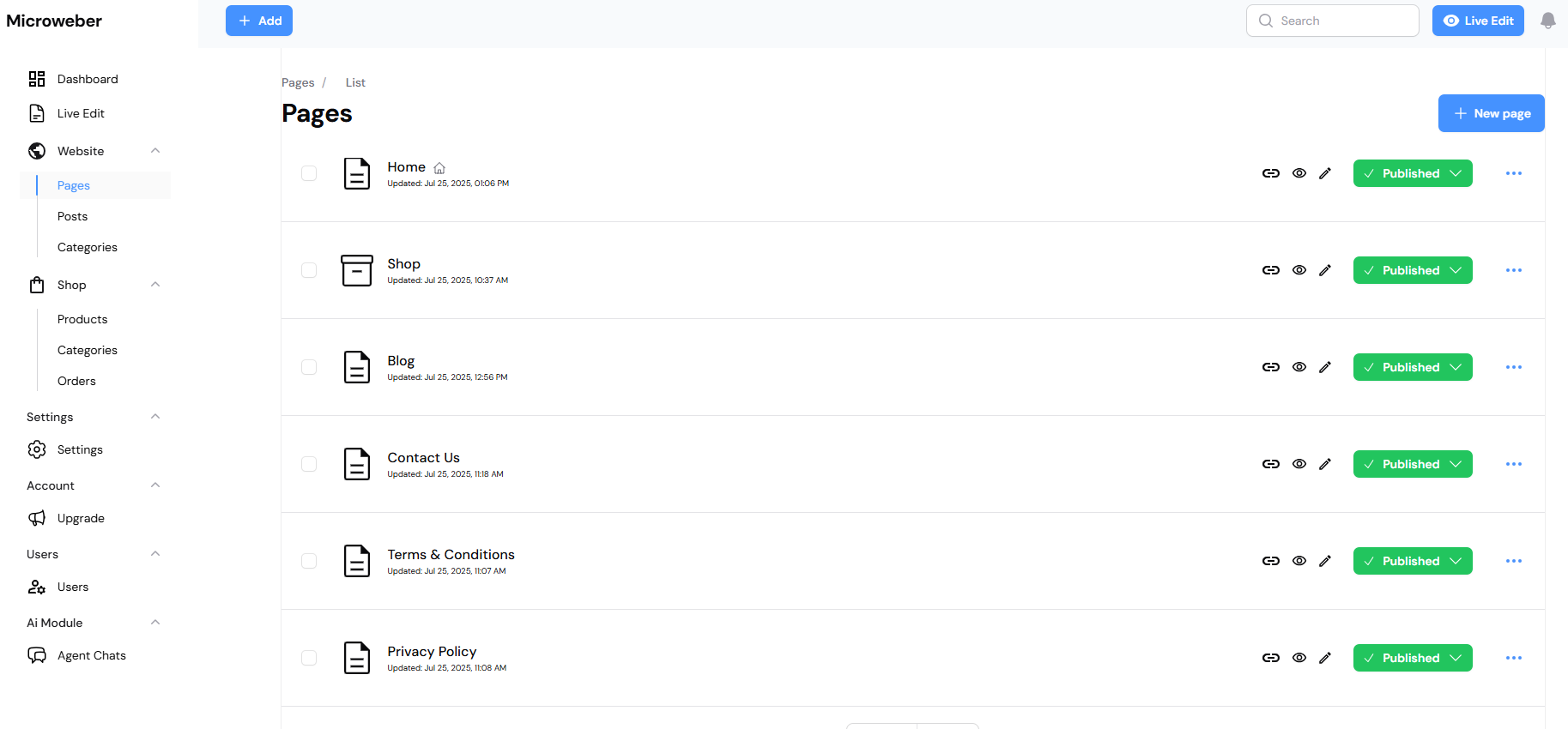 Inline live text editing interface